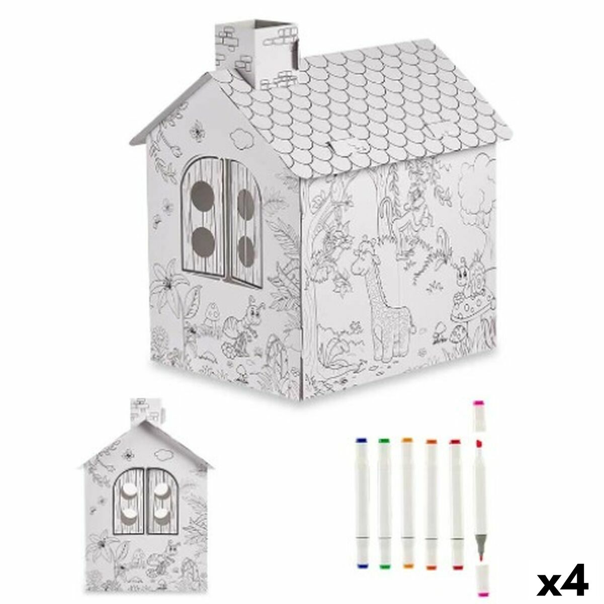 Pappershantverksspel Pincello CV20973 CV20973 Hus (4 antal)-Leksaker och spel, Kreativa aktiviteter-Pincello-peaceofhome.se