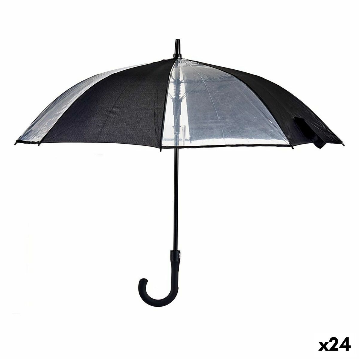 Paraply 40146POE-BL 40146POE-BL Svart Transparent 96 x 96 x 84,5 cm 14 x 4 x 84,5 cm 14 x 84,5 x 4 cm (24 antal)-Bagage, Paraplyer-BigBuy Home-peaceofhome.se