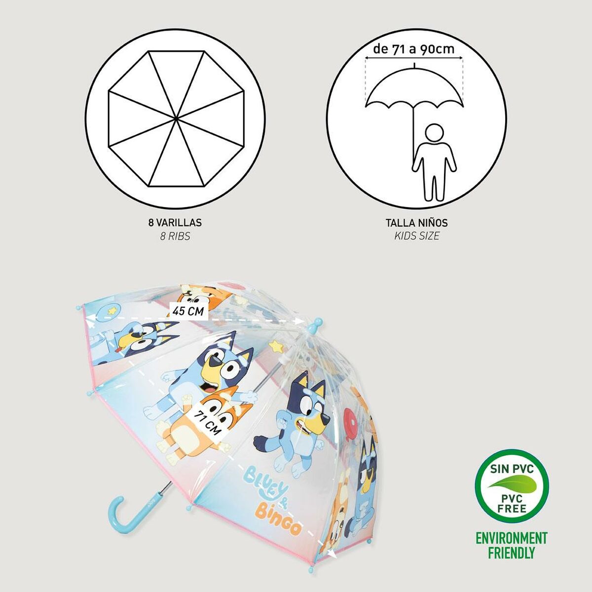 Paraply Bluey Blå Ø 71 cm-Bagage, Paraplyer-Bluey-peaceofhome.se