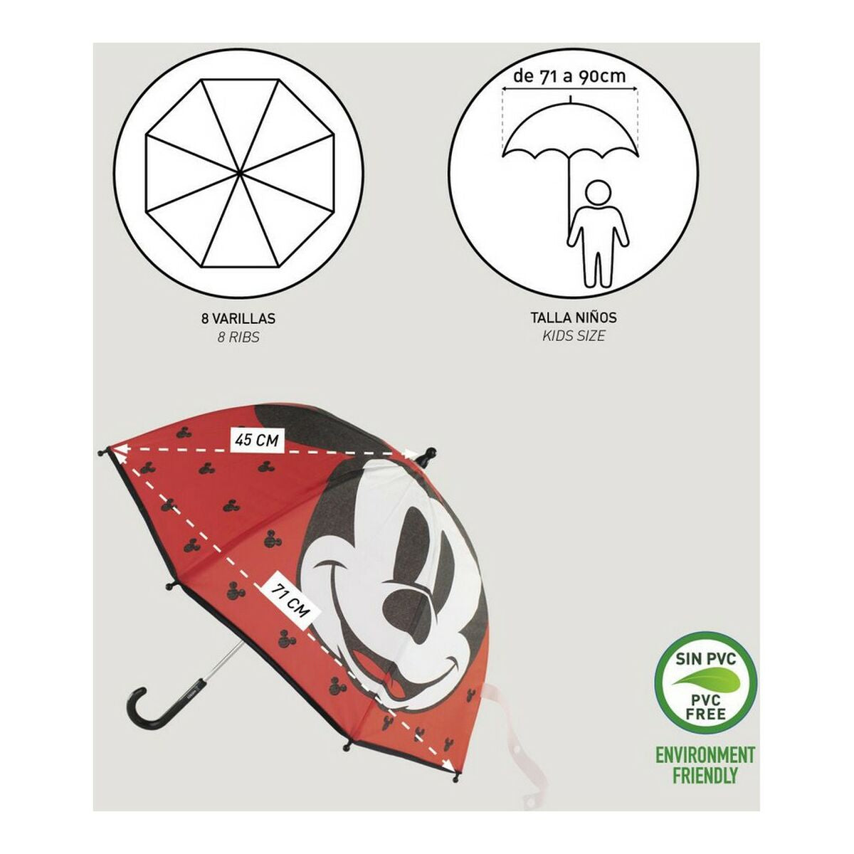 Paraply Mickey Mouse Röd (Ø 71 cm)-Bagage, Paraplyer-Mickey Mouse-peaceofhome.se