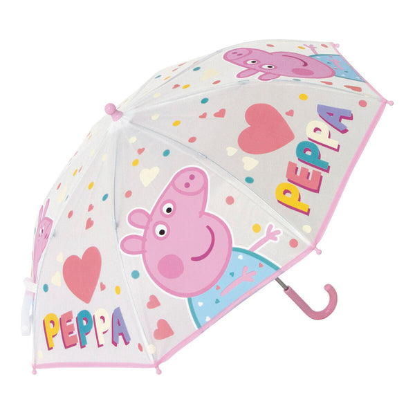 Paraply Peppa Pig Having fun Ljusrosa (Ø 80 cm)-Bagage, Paraplyer-Peppa Pig-peaceofhome.se