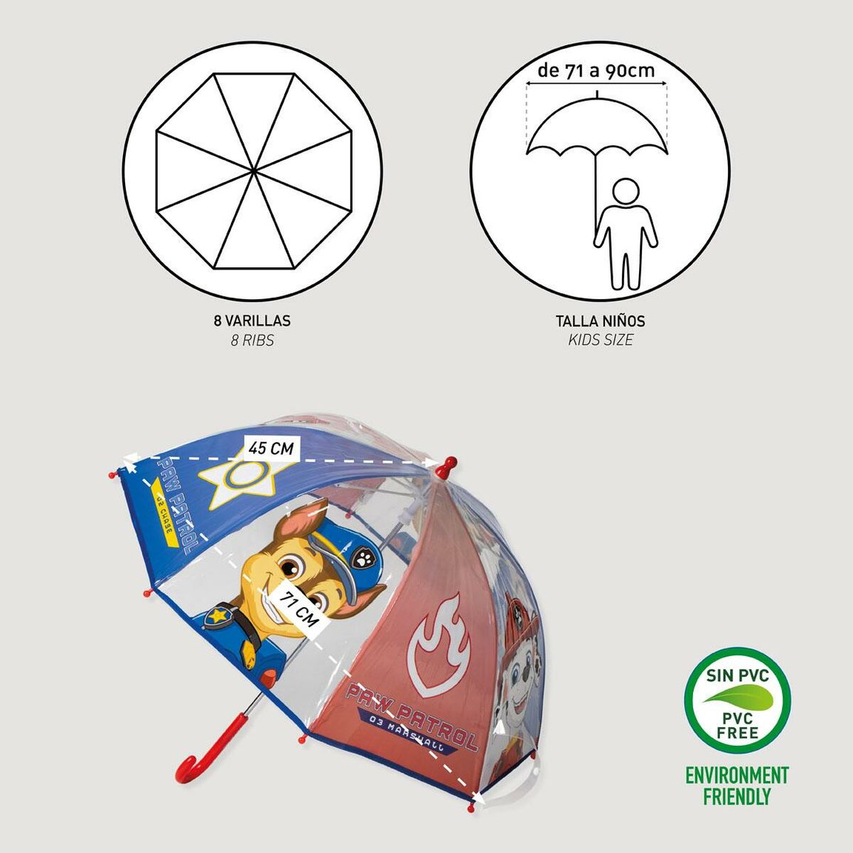 Paraply The Paw Patrol Blå Ø 71 cm-Bagage, Paraplyer-The Paw Patrol-peaceofhome.se