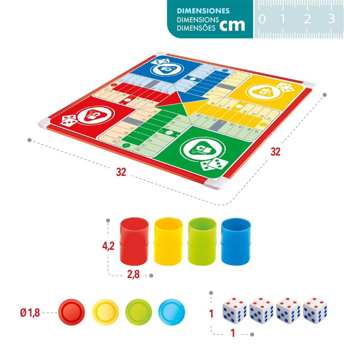 Parchís och Oca Board Colorbaby 32 x 32 x 1 cm (25 Delar) (6 antal)-Leksaker och spel, Spel och tillbehör-Colorbaby-peaceofhome.se