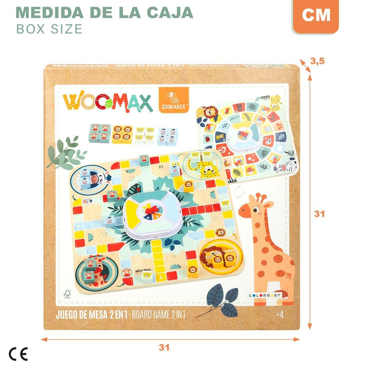 Parchís och Oca Board Woomax Zookabee 30 x 3 x 30 cm Barn djur (6 antal)-Leksaker och spel, Spel och tillbehör-Woomax-peaceofhome.se