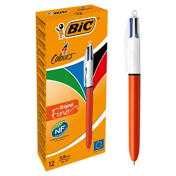 Penna Bic 4 Colours Original Fine Laddningsbar 12 antal 0,3 mm-Kontor och Kontorsmaterial, Kulspetspennor, pennor och skrivverktyg-Bic-peaceofhome.se