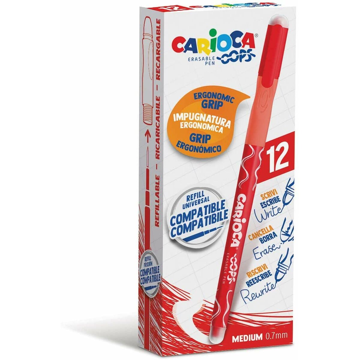 Penna Carioca Oops Röd 0,7 mm 12 Delar-Kontor och Kontorsmaterial, Kulspetspennor, pennor och skrivverktyg-Carioca-peaceofhome.se