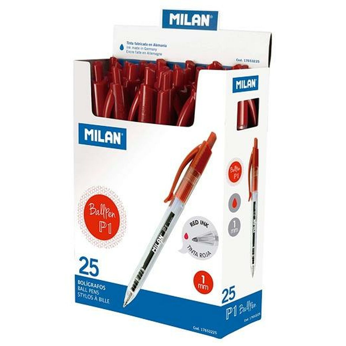 Penna Milan P1 Röd 1 mm (25 Delar)-Kontor och Kontorsmaterial, Kulspetspennor, pennor och skrivverktyg-Milan-peaceofhome.se