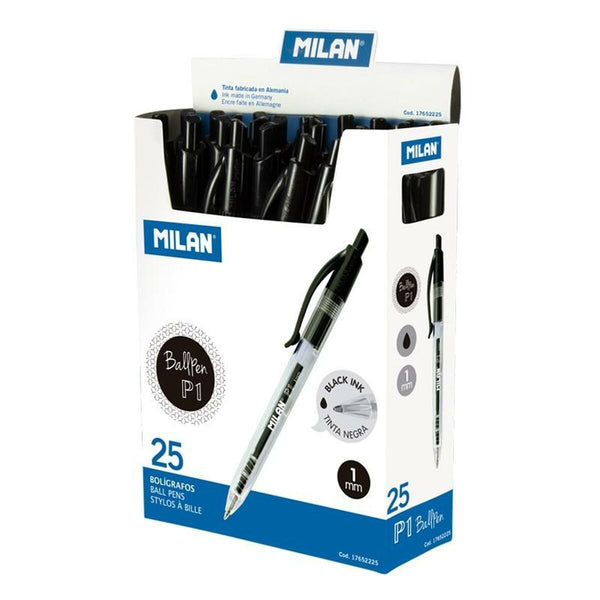 Penna Milan P1 Svart 1 mm (25 Delar)-Kontor och Kontorsmaterial, Kulspetspennor, pennor och skrivverktyg-Milan-peaceofhome.se