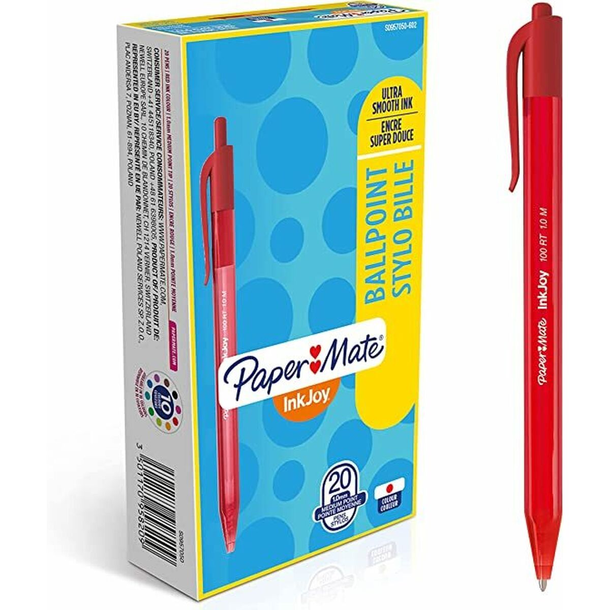 Penna Paper Mate Inkjoy 20 Delar Röd 1 mm (36 antal)-Kontor och Kontorsmaterial, Kulspetspennor, pennor och skrivverktyg-Paper Mate-peaceofhome.se