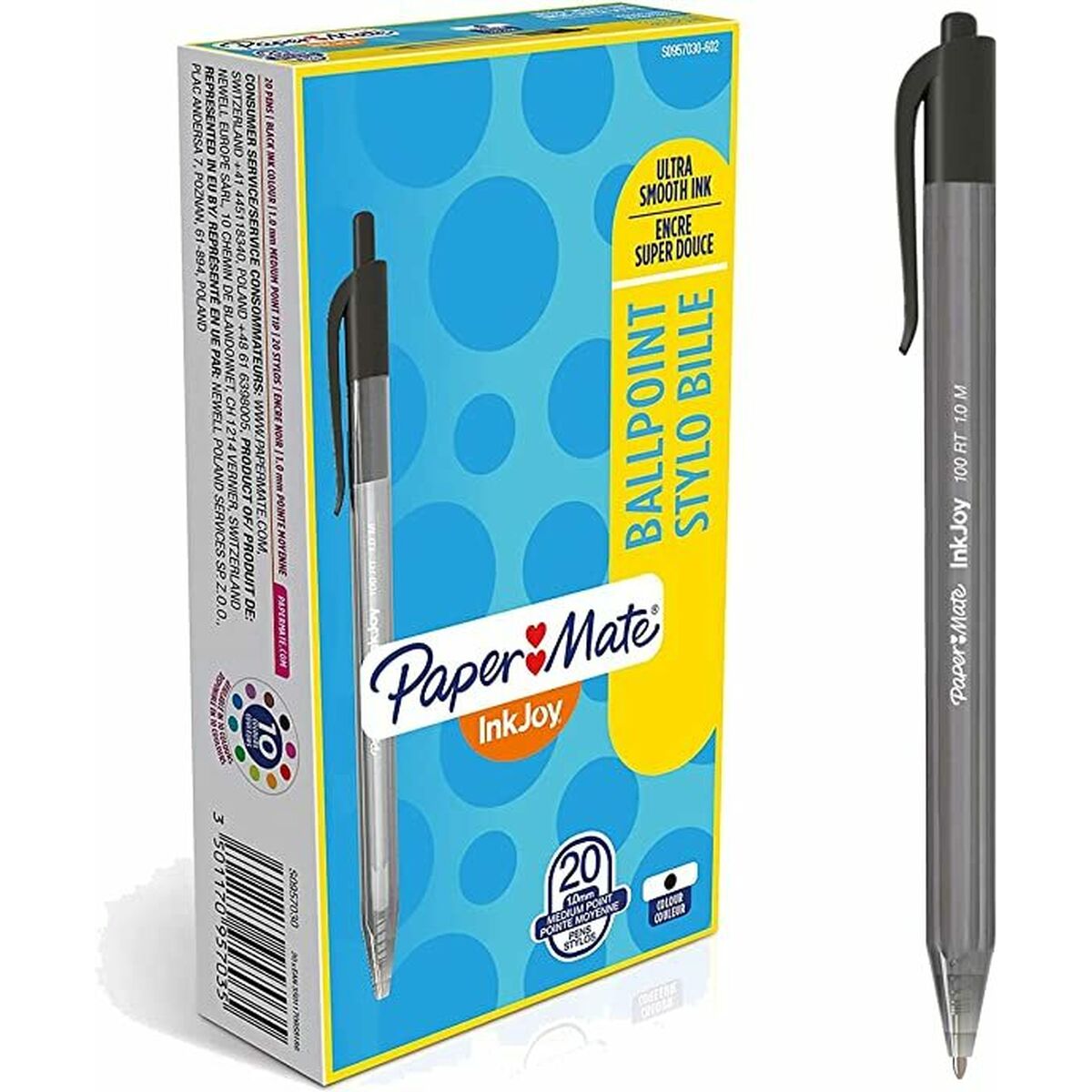 Penna Paper Mate Inkjoy 20 Delar Svart 1 mm (36 antal)-Kontor och Kontorsmaterial, Kulspetspennor, pennor och skrivverktyg-Paper Mate-peaceofhome.se