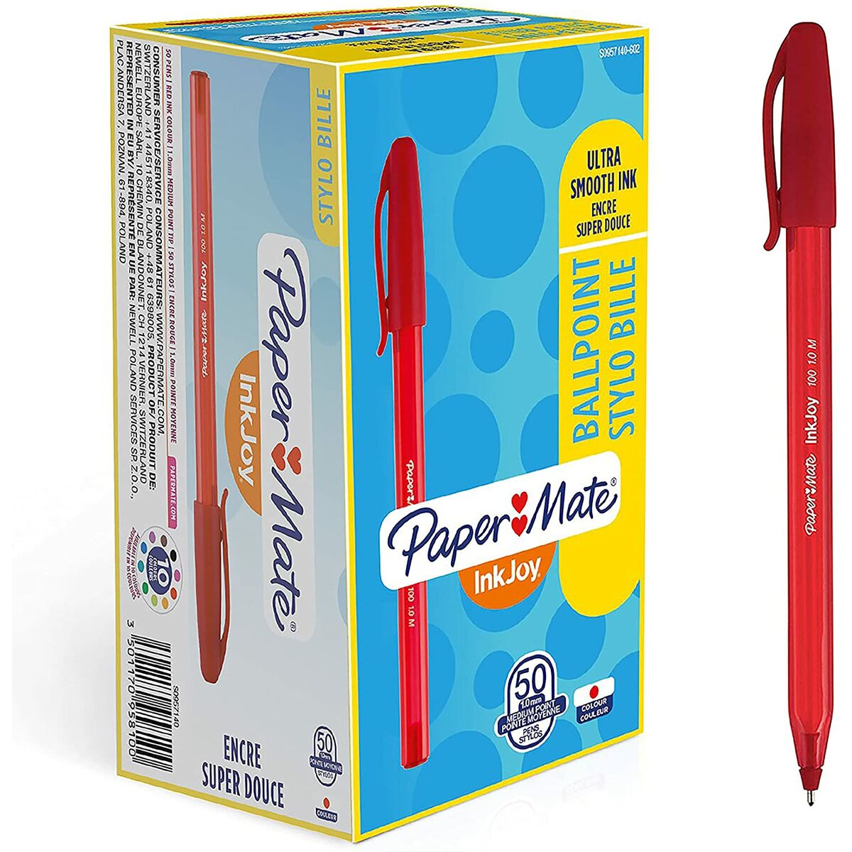 Penna Paper Mate Inkjoy 50 Delar Röd 1 mm (20 antal)-Kontor och Kontorsmaterial, Kulspetspennor, pennor och skrivverktyg-Paper Mate-peaceofhome.se