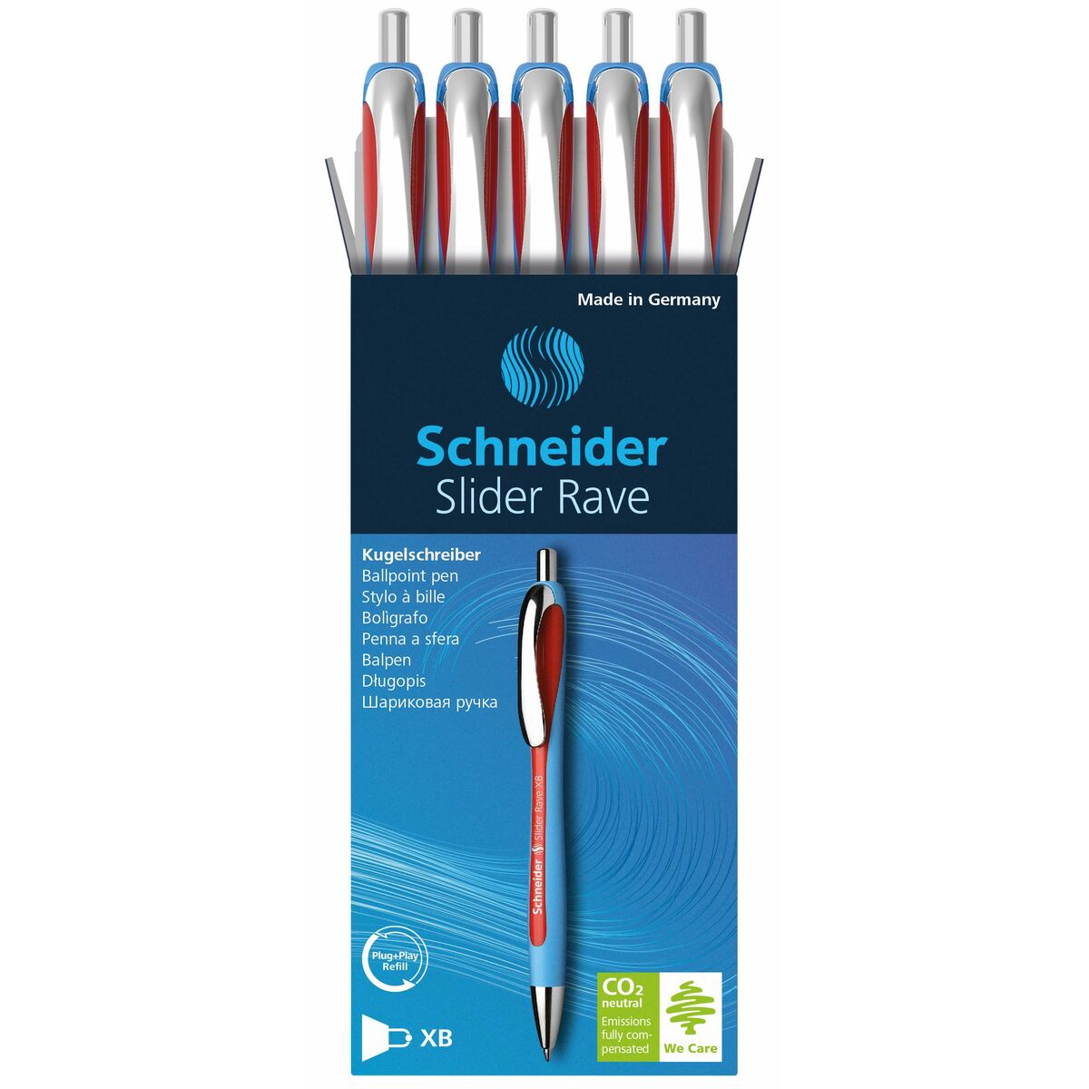 Penna Schneider Slider Rave XB Röd (5 Delar)-Kontor och Kontorsmaterial, Kulspetspennor, pennor och skrivverktyg-Schneider-peaceofhome.se