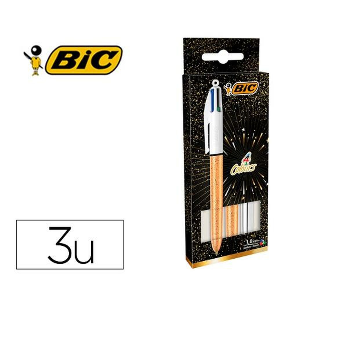 Penna för flytande bläck Bic 992580 1 mm Multicolour Gyllene (3 Delar)-Kontor och Kontorsmaterial, Kulspetspennor, pennor och skrivverktyg-Bic-peaceofhome.se