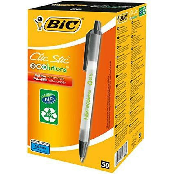 Penna för flytande bläck Bic Clic Stic Svart 0,32 mm (50 Delar)-Kontor och Kontorsmaterial, Kulspetspennor, pennor och skrivverktyg-Bic-peaceofhome.se