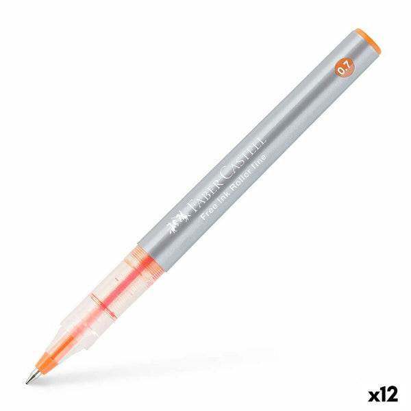 Penna för flytande bläck Faber-Castell Roller Free Ink Orange 0,7 mm (12 antal)-Kontor och Kontorsmaterial, Kulspetspennor, pennor och skrivverktyg-Faber-Castell-peaceofhome.se