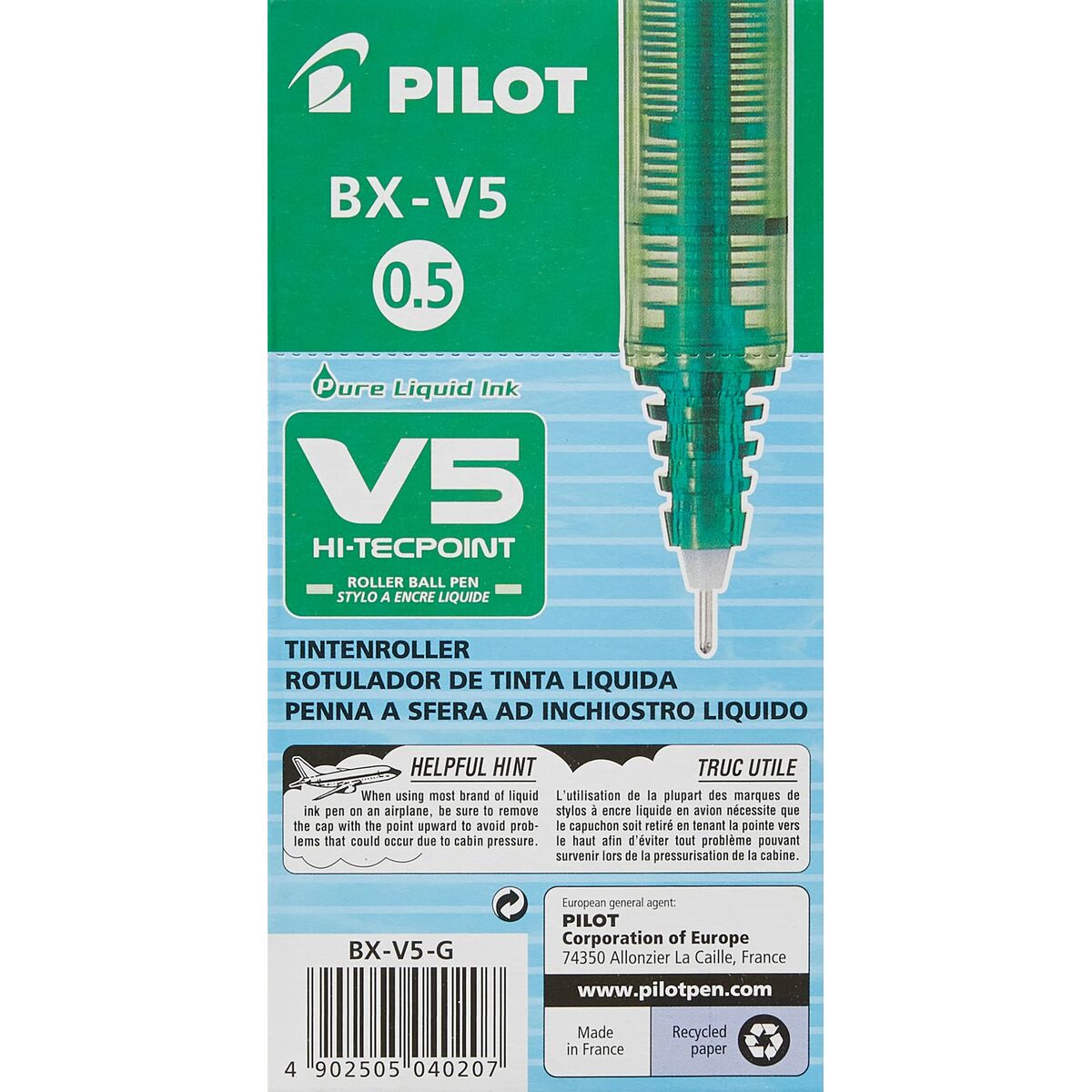 Penna för flytande bläck Pilot V-5 Hi-Tecpoint Grön 0,3 mm (12 antal)-Kontor och Kontorsmaterial, Kulspetspennor, pennor och skrivverktyg-Pilot-peaceofhome.se