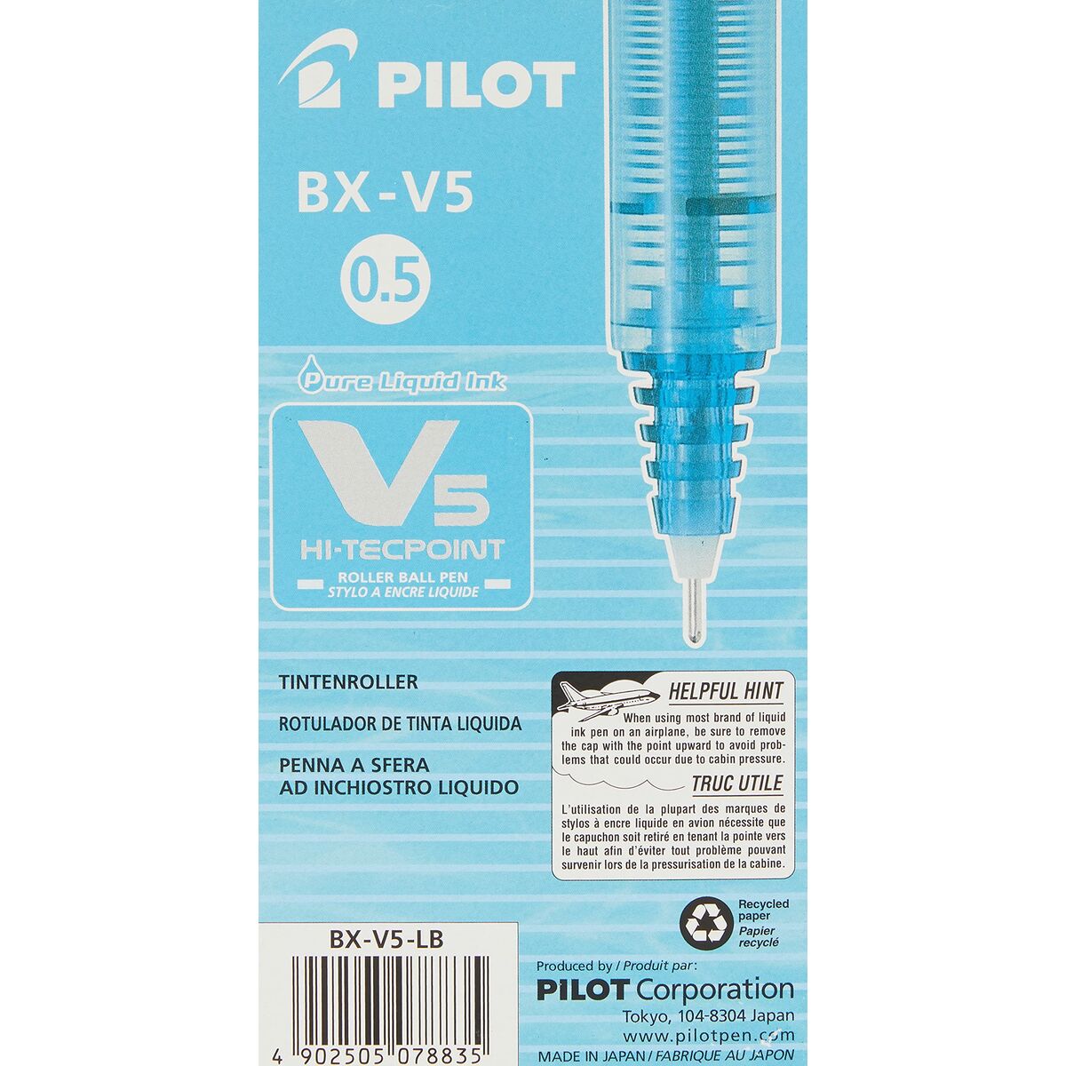 Penna för flytande bläck Pilot V-5 Hi-Tecpoint Ljusblå 0,3 mm (12 antal)-Kontor och Kontorsmaterial, Kulspetspennor, pennor och skrivverktyg-Pilot-peaceofhome.se