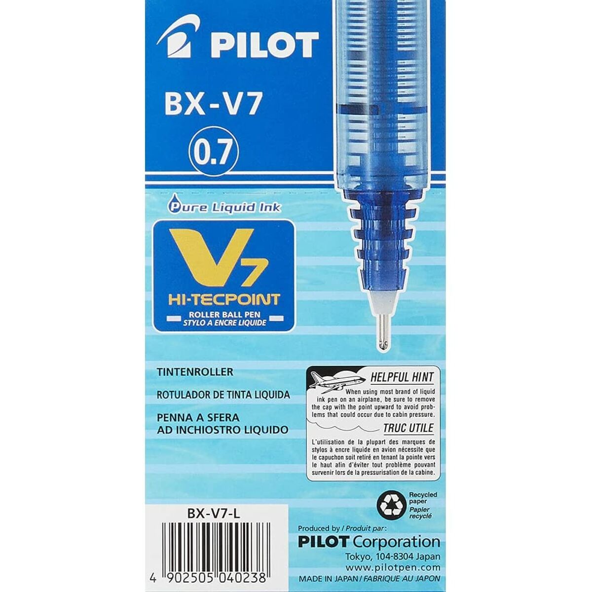 Penna för flytande bläck Pilot V-7 Hi-Tecpoint Blå 0,5 mm (12 antal)-Kontor och Kontorsmaterial, Kulspetspennor, pennor och skrivverktyg-Pilot-peaceofhome.se