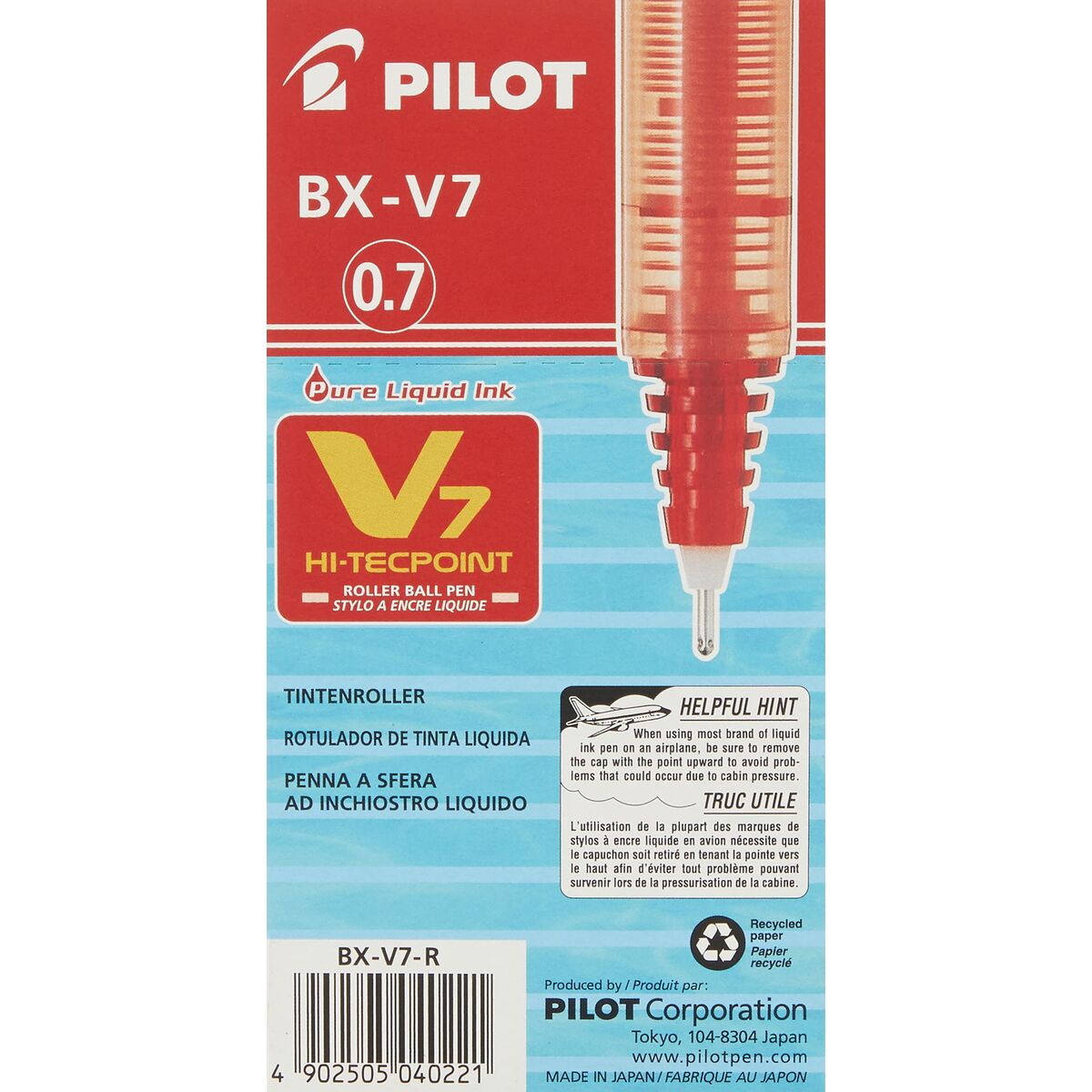 Penna för flytande bläck Pilot V7 Hi-Tecpoint Röd 0,5 mm (12 antal)-Kontor och Kontorsmaterial, Kulspetspennor, pennor och skrivverktyg-Pilot-peaceofhome.se