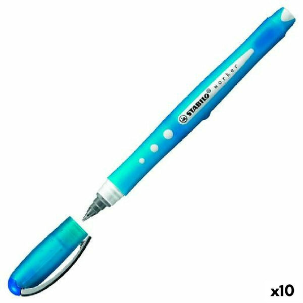 Penna för flytande bläck Stabilo Roller Worker Blå 0,5 mm (10 antal)-Kontor och Kontorsmaterial, Kulspetspennor, pennor och skrivverktyg-Stabilo-peaceofhome.se