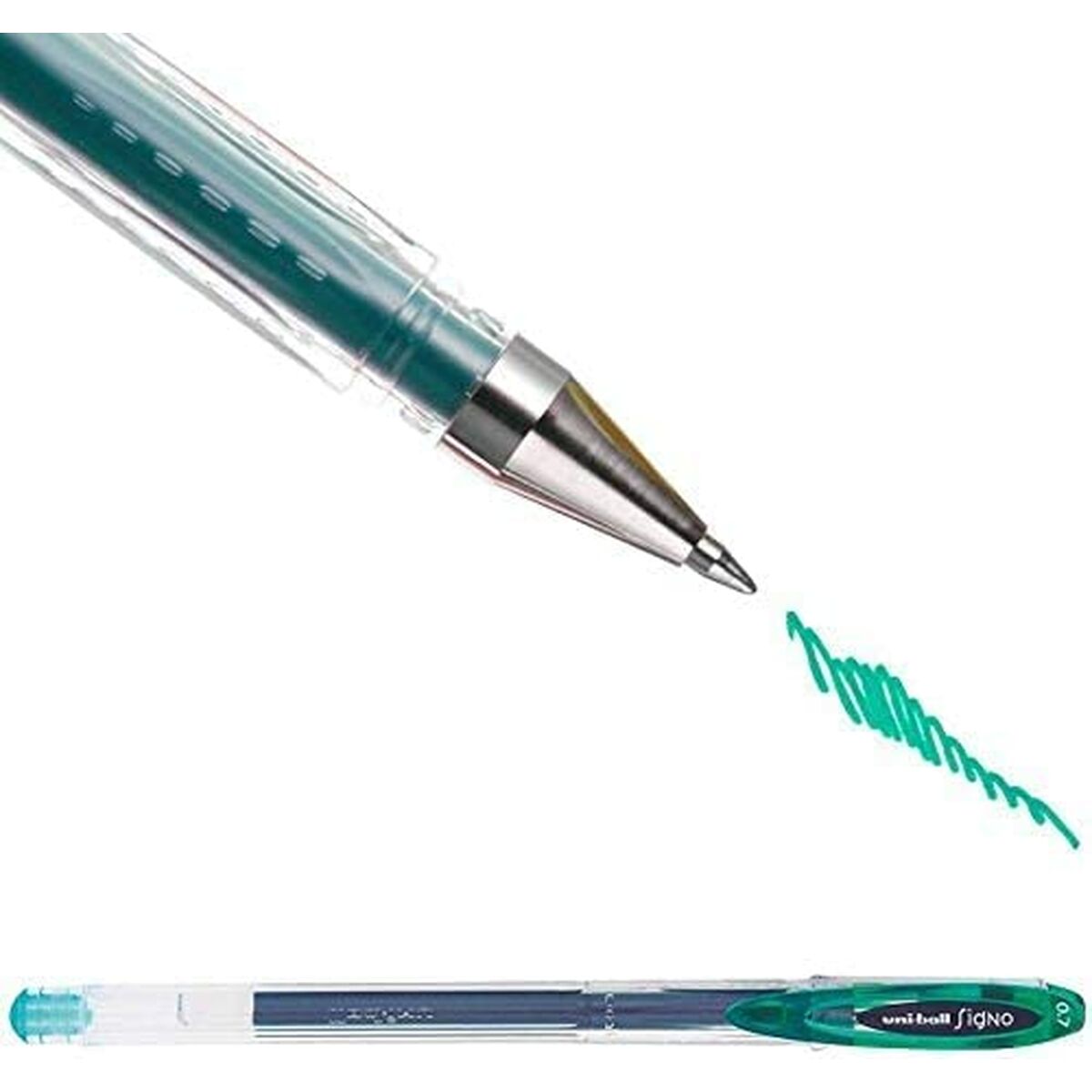 Penna för flytande bläck Uni-Ball Rollerball Signo Basicos UM-120 Grön 0,5 mm (12 Delar)-Kontor och Kontorsmaterial, Kulspetspennor, pennor och skrivverktyg-Uni-Ball-peaceofhome.se