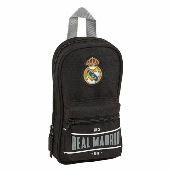 Pennfodral Ryggsäck Real Madrid C.F. Svart 12 x 23 x 5 cm-Kontor och Kontorsmaterial, Skol- och utbildningsmaterial-Real Madrid C.F.-peaceofhome.se