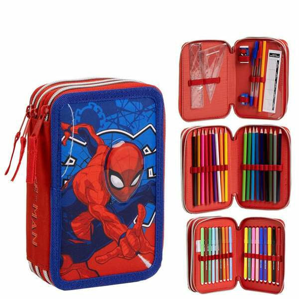 Pennfodral Spider-Man Blå 12,5 x 6,5 x 19,5 cm-Kontor och Kontorsmaterial, Skol- och utbildningsmaterial-Spider-Man-peaceofhome.se