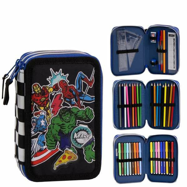 Pennfodral The Avengers Svart 12,5 x 6,5 x 19,5 cm-Kontor och Kontorsmaterial, Skol- och utbildningsmaterial-The Avengers-peaceofhome.se