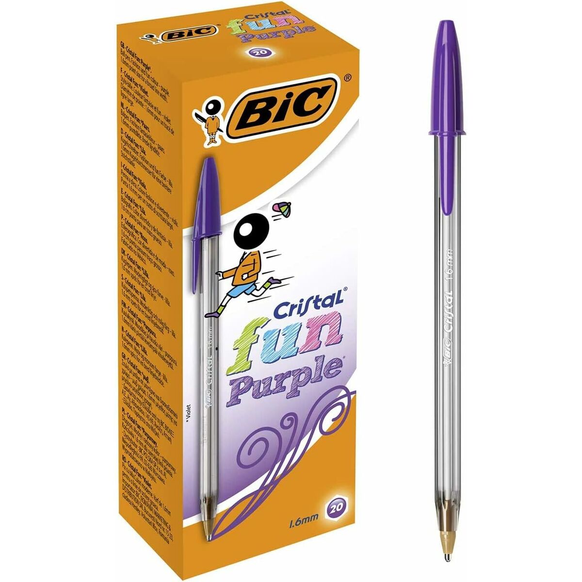 Pennset Bic Cristal Fun Violett 1,6 mm (18 antal)-Kontor och Kontorsmaterial, Kulspetspennor, pennor och skrivverktyg-Bic-peaceofhome.se
