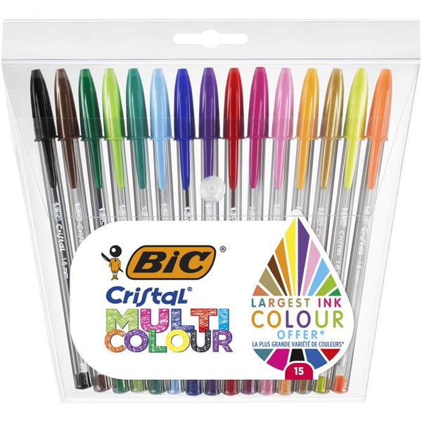 Pennset Bic Cristal Multicolor 15 Delar Multicolour 0,42 mm (15 Delar)-Kontor och Kontorsmaterial, Kulspetspennor, pennor och skrivverktyg-Bic-peaceofhome.se