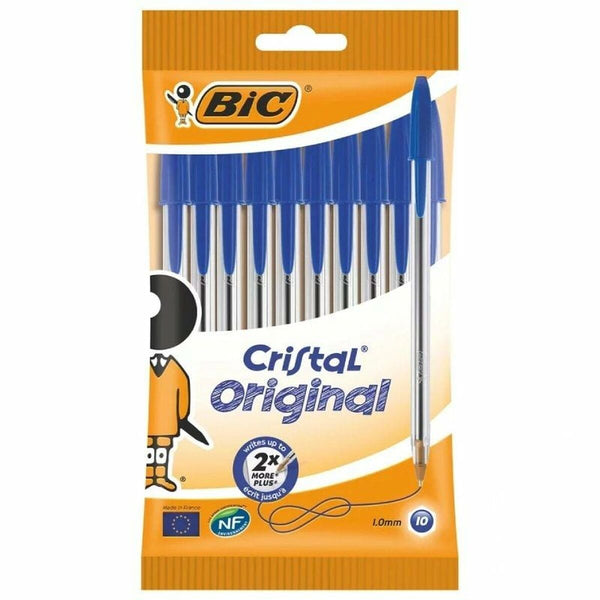 Pennset Bic Cristal Original 516352 Blå (10 antal)-Kontor och Kontorsmaterial, Kulspetspennor, pennor och skrivverktyg-Bic-peaceofhome.se