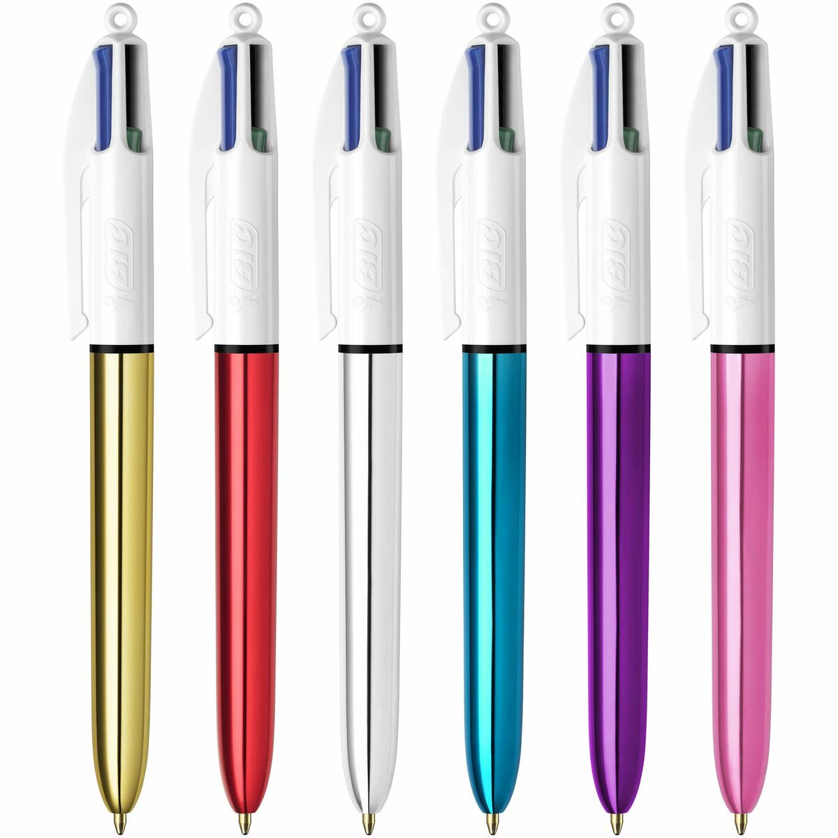 Pennset Bic Shine Silver Vit Multicolour (12 Delar)-Kontor och Kontorsmaterial, Kulspetspennor, pennor och skrivverktyg-Bic-peaceofhome.se