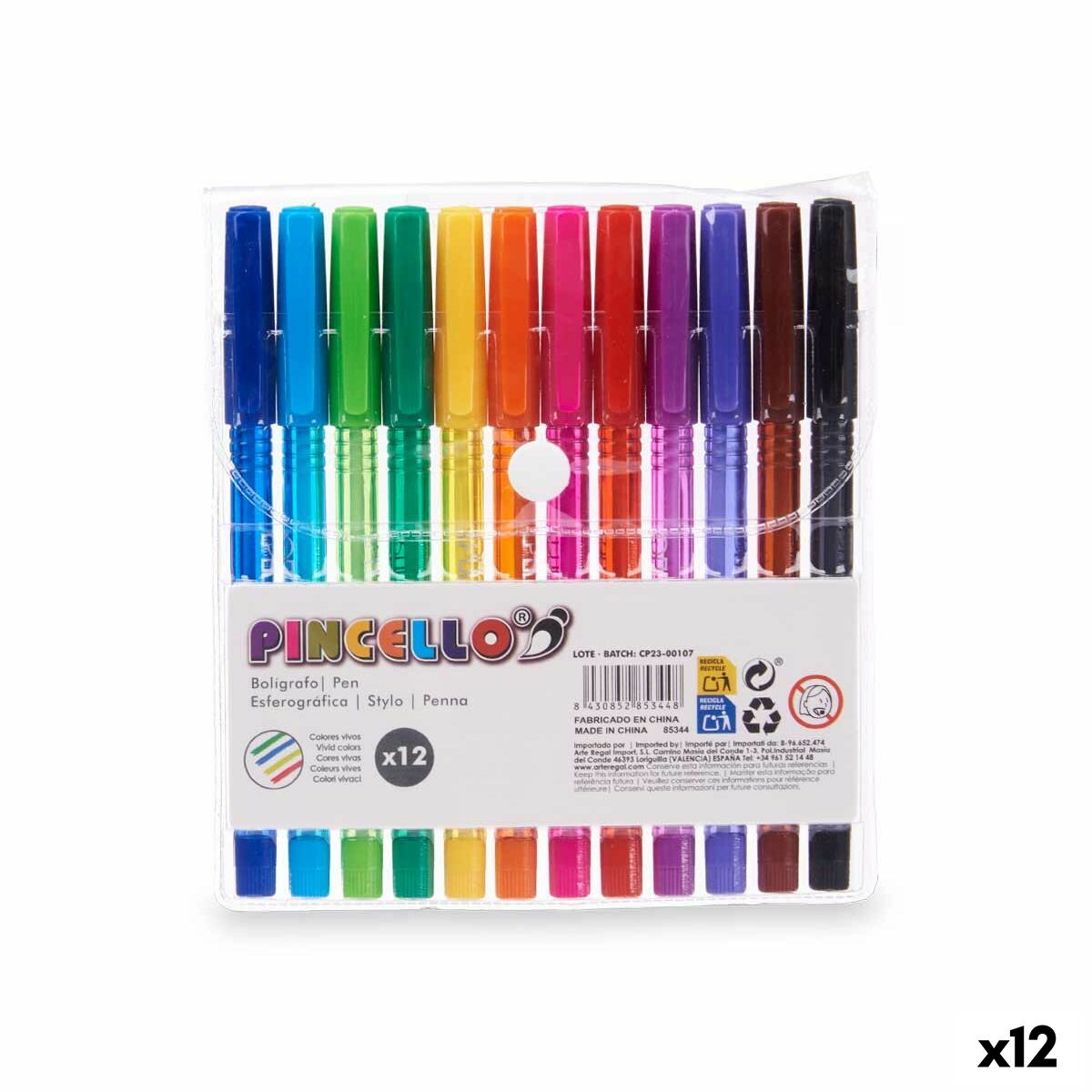 Pennset Multicolour (12 antal)-Kontor och Kontorsmaterial, Kulspetspennor, pennor och skrivverktyg-Pincello-peaceofhome.se