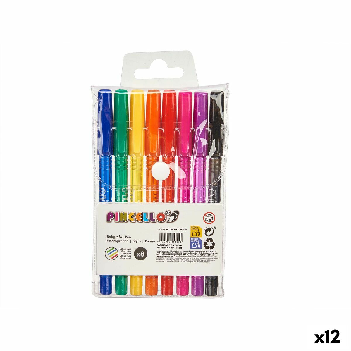 Pennset Pincello 479 479 Gul Blå Svart Röd Grön Multicolour Orange Rosa Violett (12 antal)-Kontor och Kontorsmaterial, Kulspetspennor, pennor och skrivverktyg-Pincello-peaceofhome.se