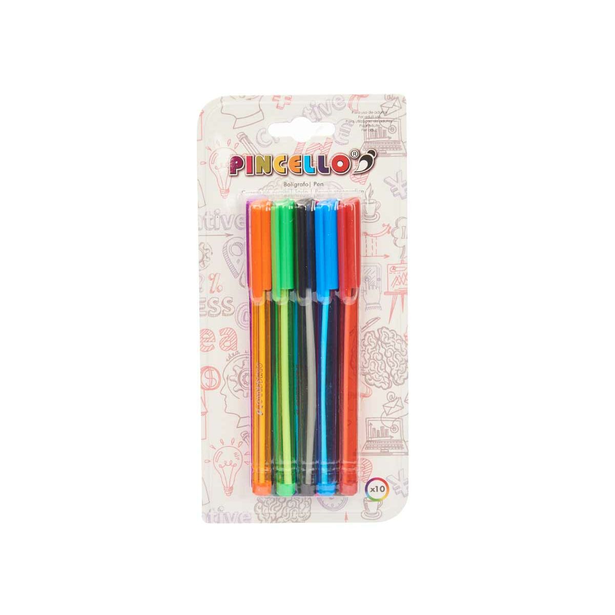 Pennset Pincello 494 494 Blå Svart Röd Grön Purpur Multicolour Orange Violett Ljusblå Mörkgrön (12 antal)-Kontor och Kontorsmaterial, Kulspetspennor, pennor och skrivverktyg-Pincello-peaceofhome.se