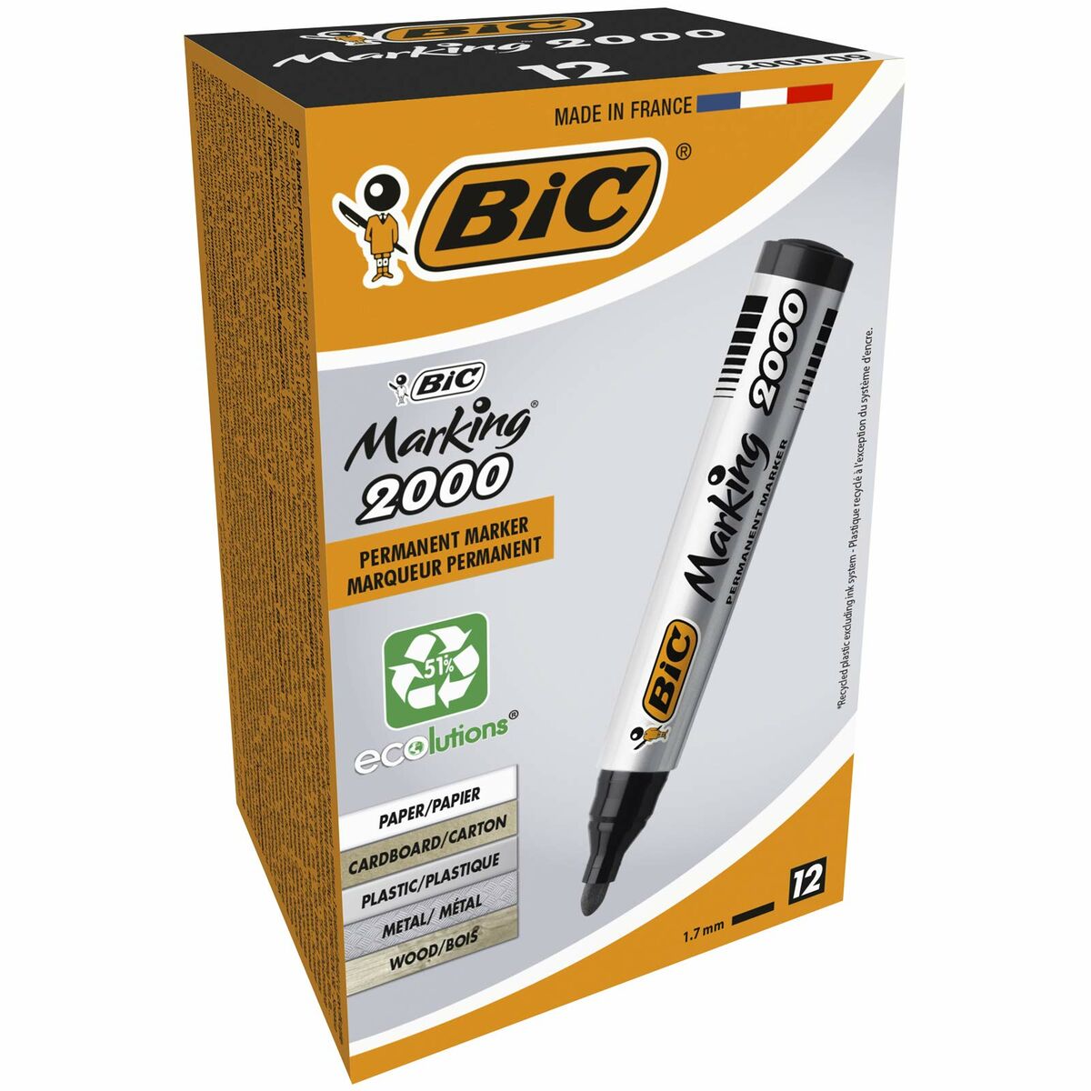 Permanent markörpenna Bic Marking 2000 Svart-Kontor och Kontorsmaterial, konst och hantverk-Bic-peaceofhome.se