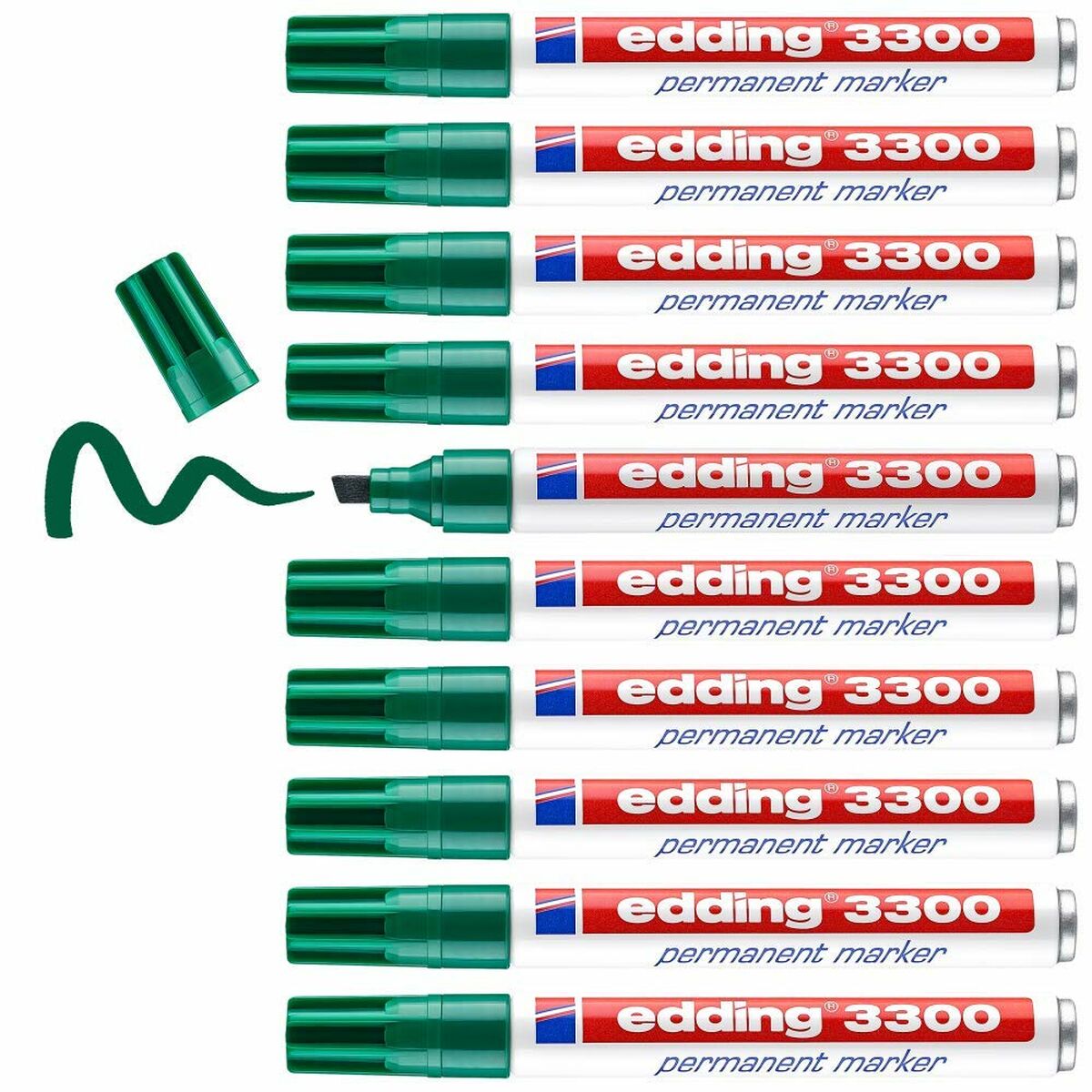 Permanent markörpenna Edding 3300 Grön 1-5 mm (10 antal)-Kontor och Kontorsmaterial, Kulspetspennor, pennor och skrivverktyg-Edding-peaceofhome.se