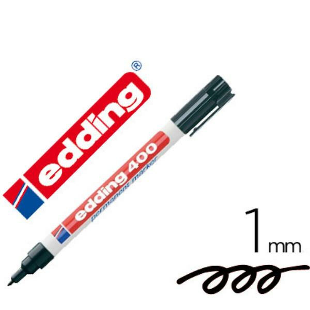 Permanent markörpenna Edding 400-01 Svart 1 mm (10 antal)-Kontor och Kontorsmaterial, Kulspetspennor, pennor och skrivverktyg-Edding-peaceofhome.se