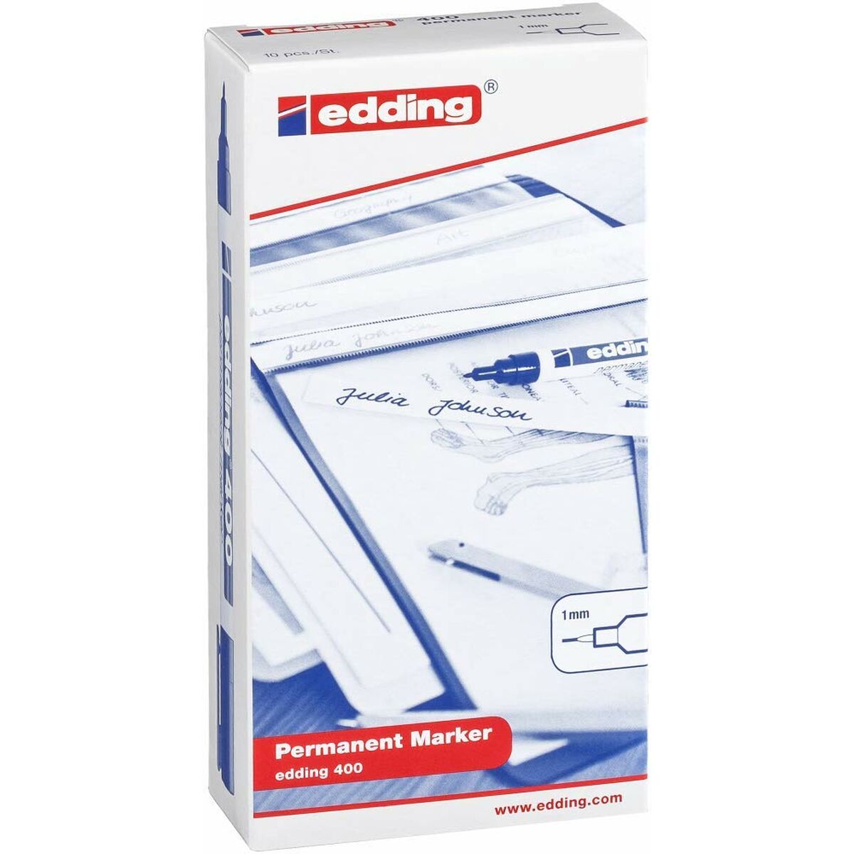 Permanent markörpenna Edding 400-01 Svart 1 mm (10 antal)-Kontor och Kontorsmaterial, Kulspetspennor, pennor och skrivverktyg-Edding-peaceofhome.se
