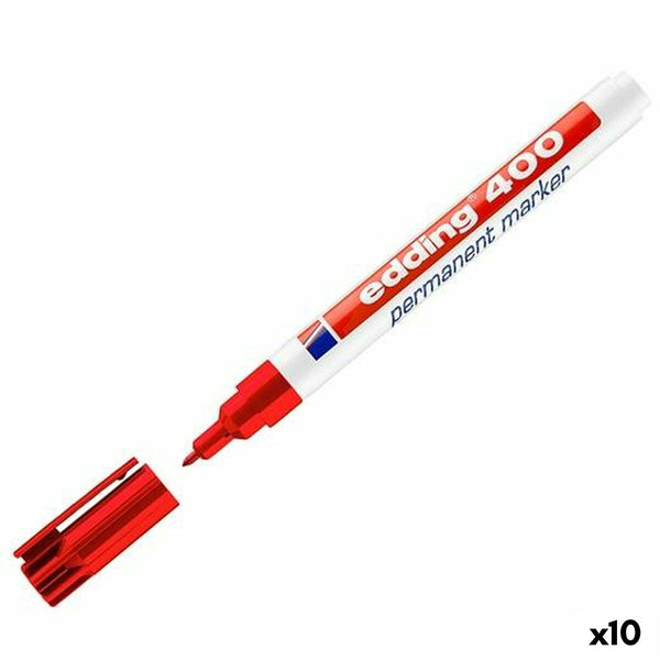 Permanent markörpenna Edding 400 Röd 1 mm (10 antal)-Kontor och Kontorsmaterial, Kulspetspennor, pennor och skrivverktyg-Edding-peaceofhome.se