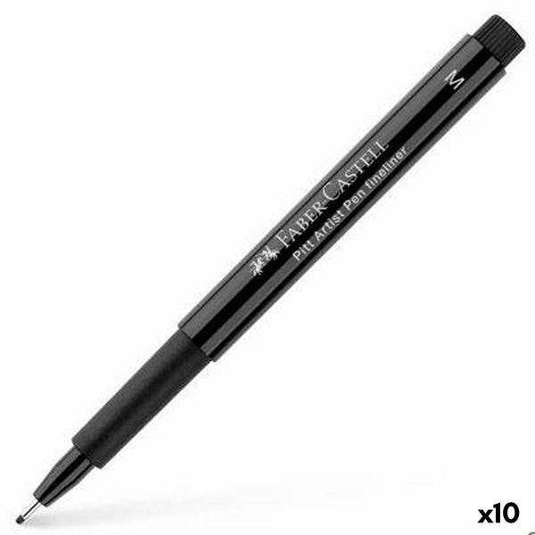 Permanent markörpenna Faber-Castell Pitt Artist Svart (10 antal)-Kontor och Kontorsmaterial, Kulspetspennor, pennor och skrivverktyg-Faber-Castell-peaceofhome.se