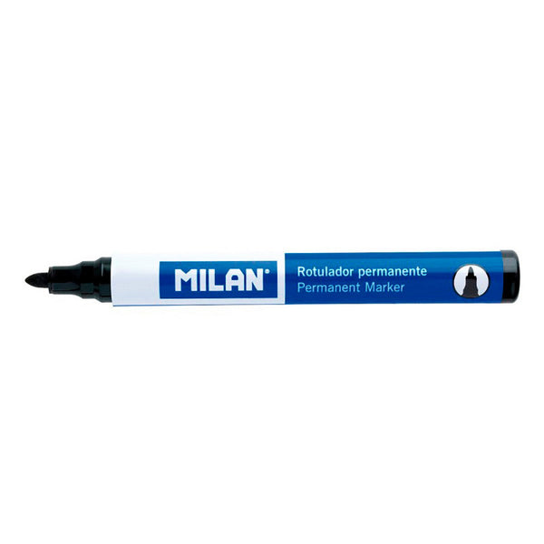 Permanent markörpenna Milan Runt spets Svart PVC 12 antal (Ø 4 mm)-Kontor och Kontorsmaterial, Kulspetspennor, pennor och skrivverktyg-Milan-peaceofhome.se