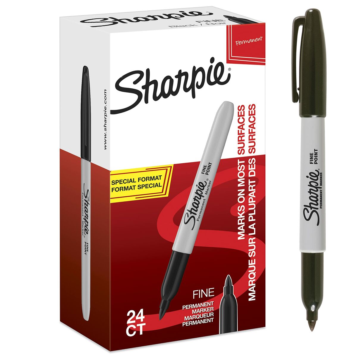 Permanent markörpenna Sharpie Fine Permanent Svart 24 Delar-Kontor och Kontorsmaterial, Kulspetspennor, pennor och skrivverktyg-Sharpie-peaceofhome.se