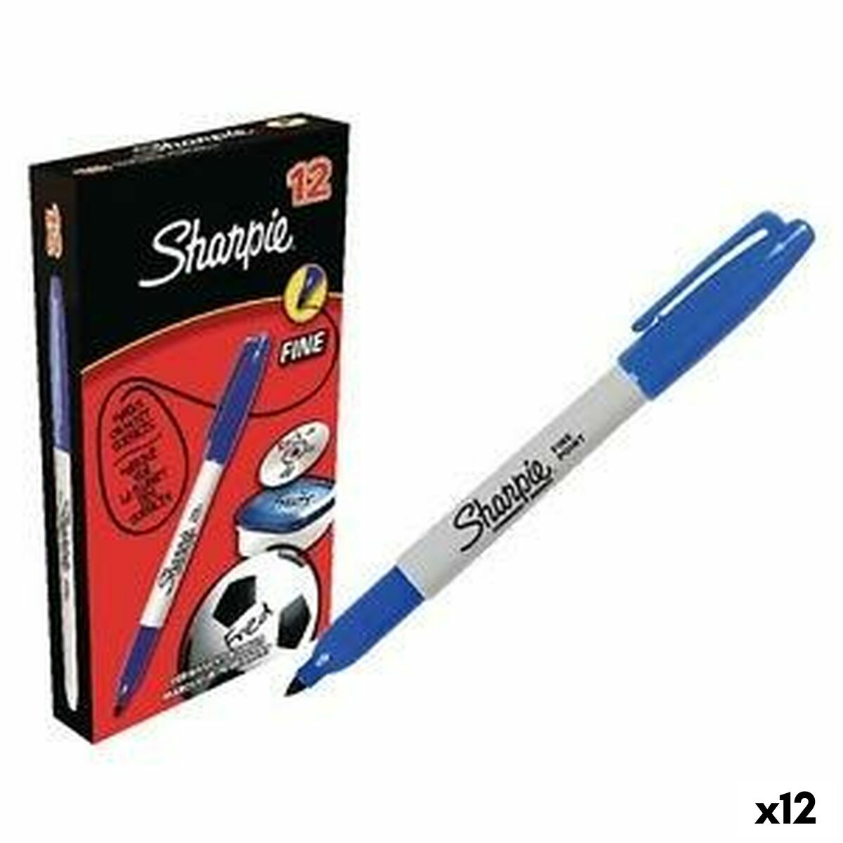 Permanent markörpenna Sharpie Fine Point Blå (12 antal)-Kontor och Kontorsmaterial, Kulspetspennor, pennor och skrivverktyg-Sharpie-peaceofhome.se