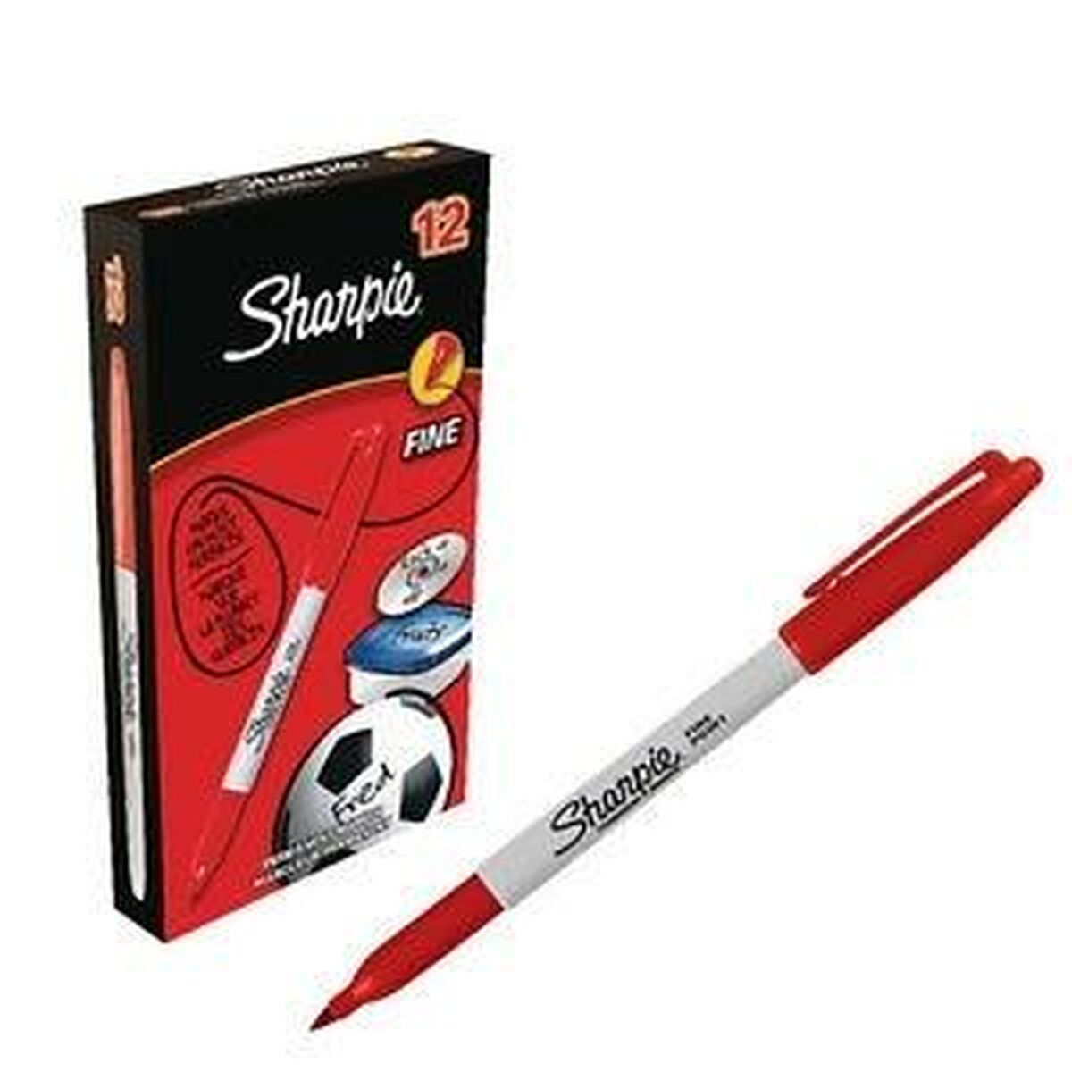 Permanent markörpenna Sharpie Fine Point Röd (12 antal)-Kontor och Kontorsmaterial, Kulspetspennor, pennor och skrivverktyg-Sharpie-peaceofhome.se