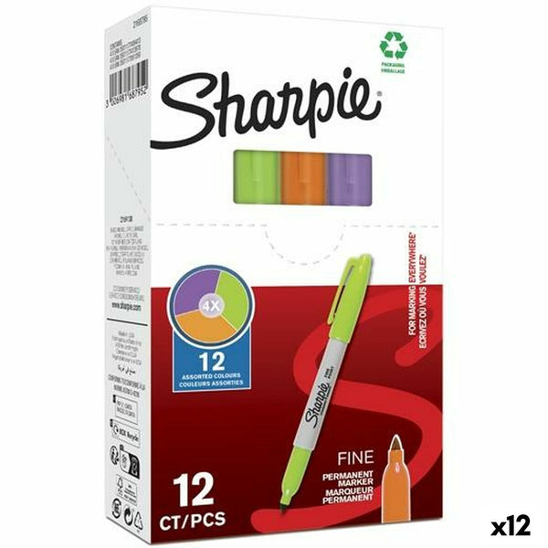 Permanent markörpenna Sharpie Grön Purpur Orange (12 antal)-Kontor och Kontorsmaterial, Kulspetspennor, pennor och skrivverktyg-Sharpie-peaceofhome.se