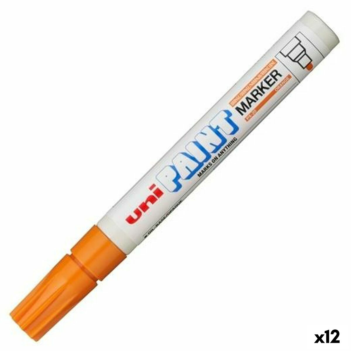 Permanent markörpenna Uni-Ball PX-20 Orange (12 antal)-Kontor och Kontorsmaterial, Kulspetspennor, pennor och skrivverktyg-Uni-Ball-peaceofhome.se