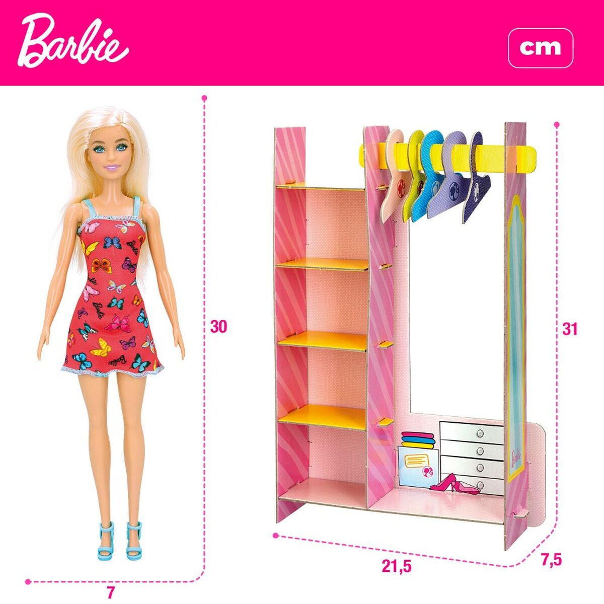 Playset Barbie Fashion Boutique 9 Delar 6,5 x 29,5 x 3,5 cm
