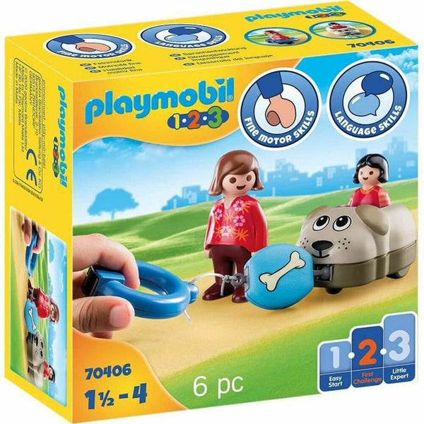 Playset Playmobil 1.2.3 Hund Pojkar 70406 (6 pcs)-Leksaker och spel, Dockor och actionfigurer-Playmobil-peaceofhome.se