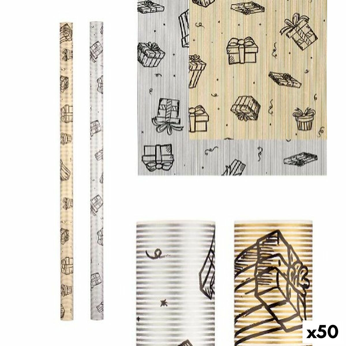 Presentpapper LWC01282 01/02 LWC01282 01/02 70 x 200 cm (50 antal)-Kontor och Kontorsmaterial, Pappersprodukter för kontoret-BigBuy Home-peaceofhome.se